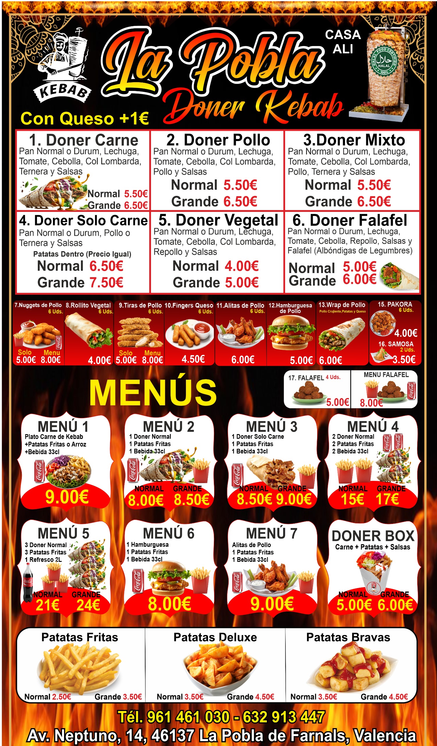 Carta de La Pobla Donner Kebab